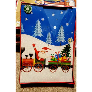 NEW Panoramic Santa in Train 12 CHRISTMAS CARDS w/Envelopes Trifold Cards Expand